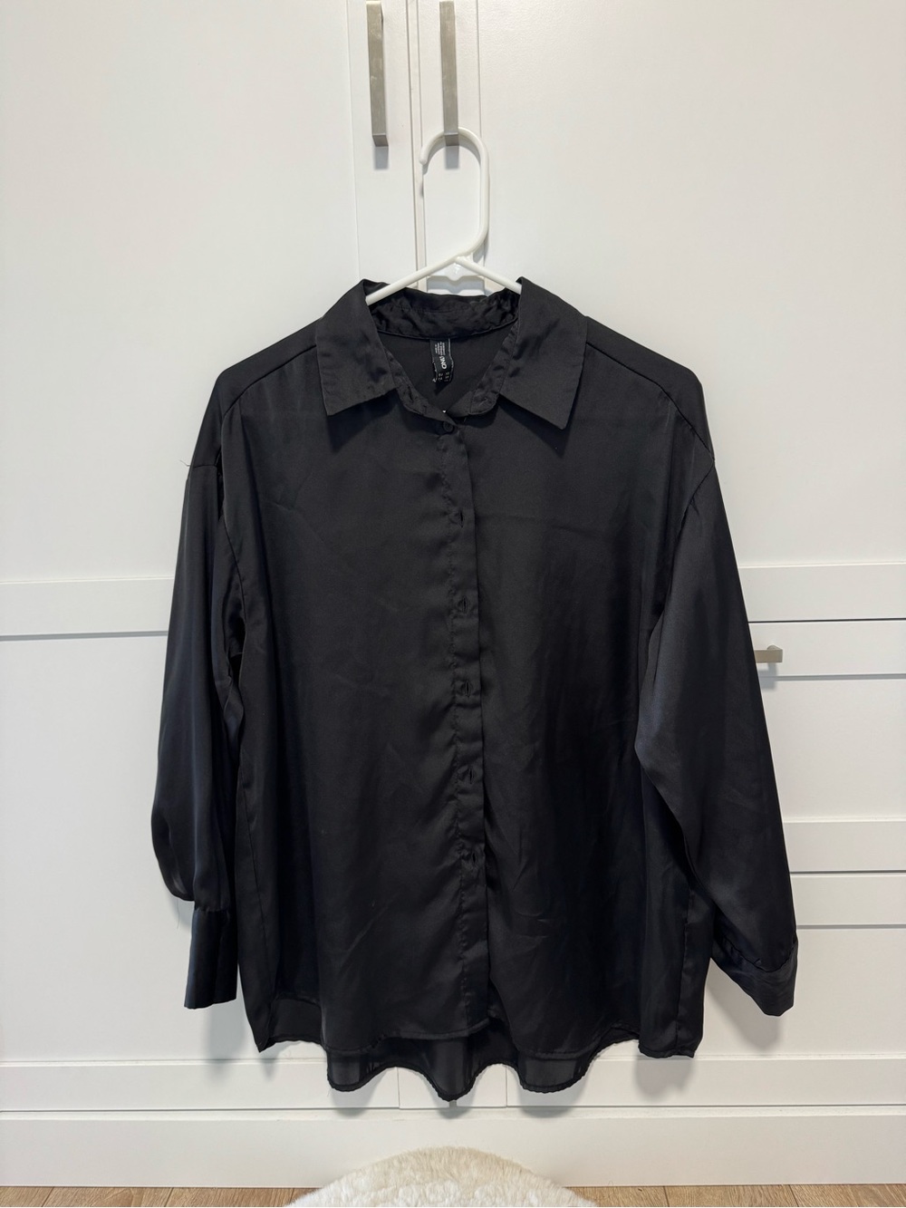 Only Black Satin Button-Down Shirt